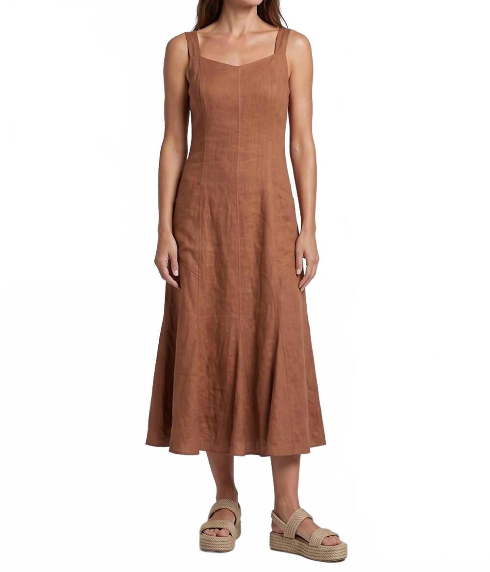 NEW INIZIO mason linen maxi dress in copper